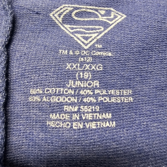 Superman Long Sleeve Round Neckline Glitter Logo Sweatshirt Size XXL Juniors - Picture 6 of 11